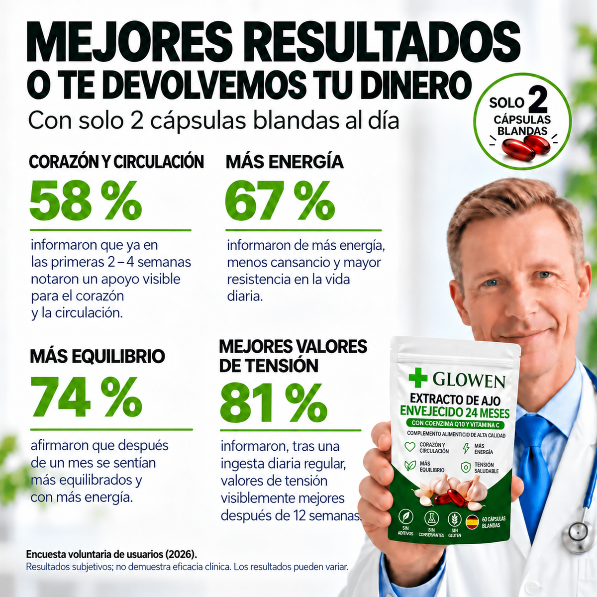 Glowen Knovita – Extracto de ajo envejecido 24 meses con CoQ10 y vitamina K2